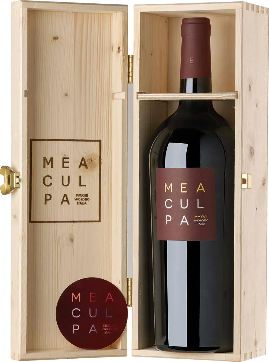 Mea Culpa Vino Rosso - Magnum in Holzkiste - Mea Culpa Vino Rosso - Magnum in Holzkiste -