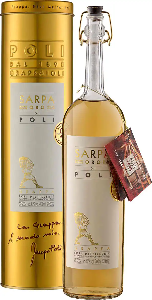 Grappa Sarpa Barrique di Poli (Riserva)  - in Geschenkröhre - Grappa Sarpa Barrique di Poli (Riserva)  - in Geschenkröhre -
