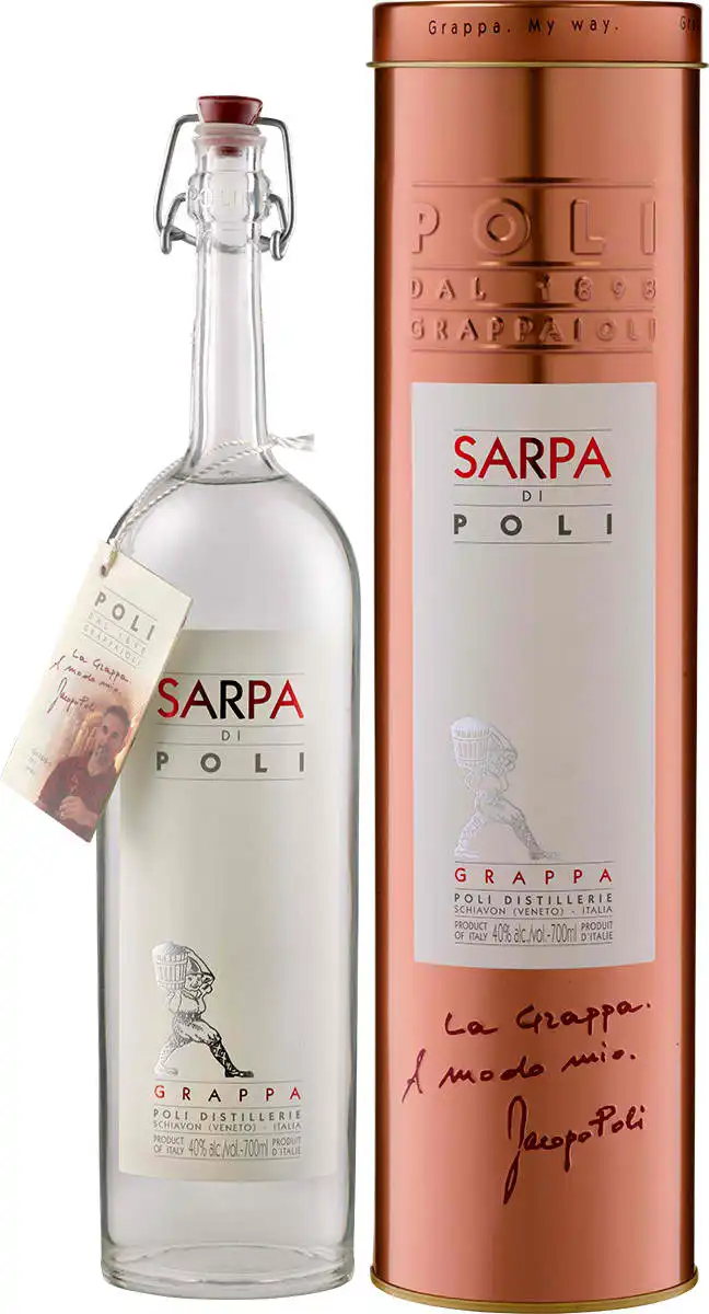 Grappa Sarpa di Poli   - in Geschenkröhre - Grappa Sarpa di Poli   - in Geschenkröhre -